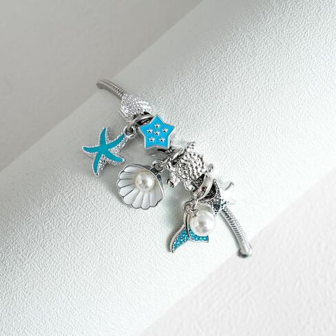 Summer Ocean Vacation Style Link Bracelet Creative Cute Animal Pendent Bangles Women Fashion Daily Wear Bohemian Zircon Beaded Bracelets Jewelry Accessories Gift for Friends in Saudi Arabia