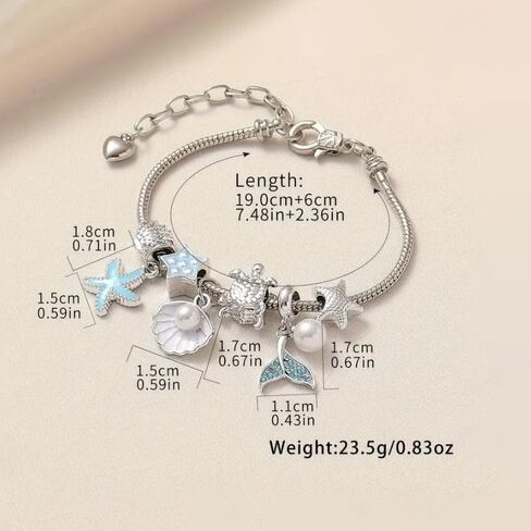Summer Ocean Vacation Style Link Bracelet Creative Cute Animal Pendent Bangles Women Fashion Daily Wear Bohemian Zircon Beaded Bracelets Jewelry Accessories Gift for Friends in Saudi Arabia