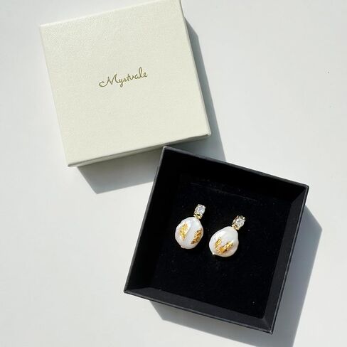 Drop Dangle Earrings Freshwater Cultured Baroque Pearls in White and Pink|18K Gold Plated|925 Sterling Silver|Hypoallergenic Jewelry Gift for Women in Saudi Arabia