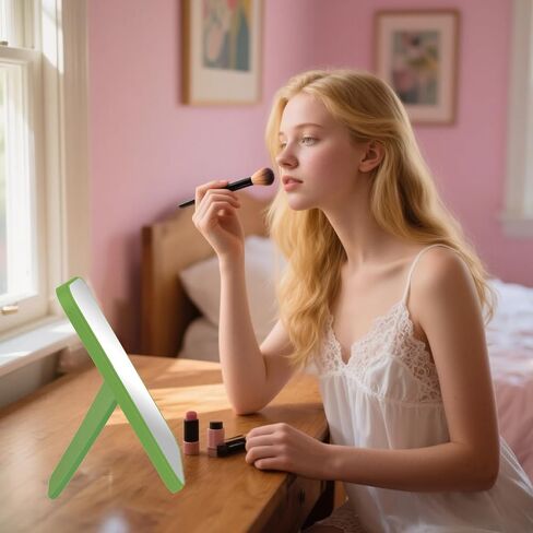 مرآة مكياج لسطح المكتب مقاس 8 بوصة، مرآة أميرات محمولة قابلة للطي مع حامل، مرآة لمستحضرات التجميل واقفة على الحائط معلقة على الحائط ومرآة مربعة مزدوجة الأغراض باللون الوردي in Saudi Arabia