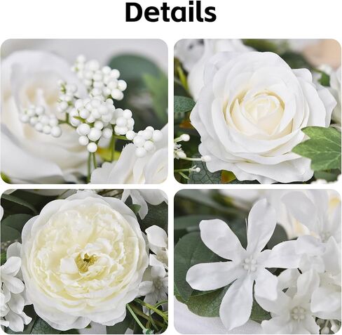 Lvydec 2 Pack Artificial Peony Flower Garland - 6ft Silk Peony Vine Willow Leaves and Eucalyptus Garland White Arch Flower Vine for Wedding Party Table Decoration (Blue) in Saudi Arabia