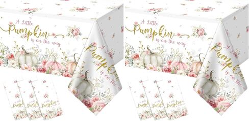 3Pcs 108x54inch A Little Pumpkin Is On the Way Plastic Tablecloths,Pumpkin Floral Baby Girl Shower Tablecloth,Disposable Little Pumpkin Table Cover for Fall Baby Shower Gender Reveal Party Decorations in Kuwait