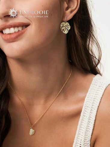 18k Gold Plated Vibe Monstera Leaf Earrings for Women Gold Lightweight Boho Leaves Hook Drop Dangle Party Gift in Saudi Arabia