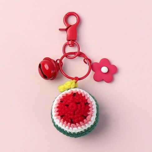 1Pcs Finished Handmade Wool Crocheted Watermelon Keychain Creative Cute Fruit Bag Pendant in Saudi Arabia