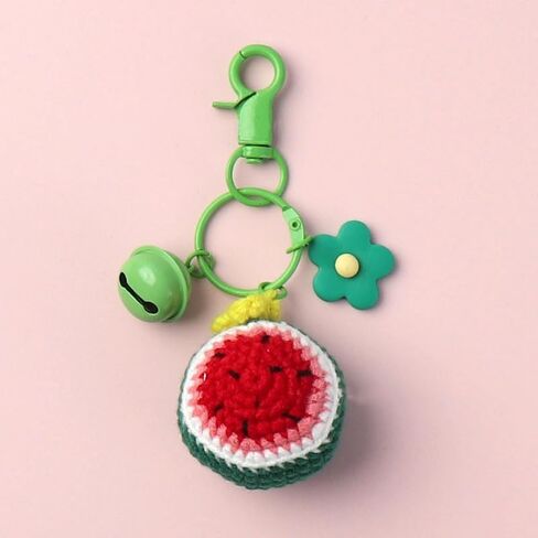 1Pcs Finished Handmade Wool Crocheted Watermelon Keychain Creative Cute Fruit Bag Pendant in Saudi Arabia