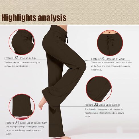 FAVIPT Wide Leg Yoga Pants Women Drawstring High Waisted Leggings Bell Bottom Workout Loose Comfy Flare Sweatpants in Saudi Arabia