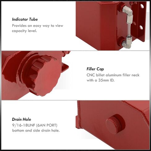 AJP Distributors Performance Red Aluminum 1 Liter 1000ml Radiator Coolant Overflow Over Flow Universal Replacement Expansion Bottle Recovery Tank in Saudi Arabia
