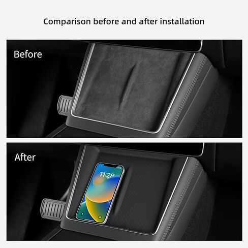 LUCKEASY Center Console Wireless Charger Mat for Tesla Cybertruck 2023 2024 2025 Phone Charge Anti-Slip Protector Pad for Cybertruck Wireless Charging Pad Accessories Black Silicone Pad Interior in Kuwait