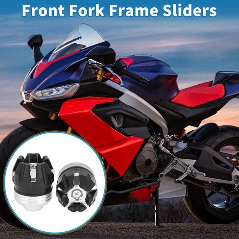 Motorcycle Frame Sliders Front Fork Falling Protection Wheel Crash Protector Scooter Moped Aluminum Alloy Plastic Black 2 Pcs in Kuwait