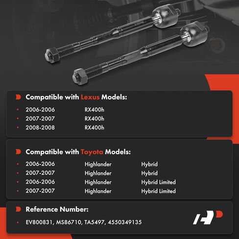 A-Premium 2 x Front Inner Tie Rod Ends, Compatible with Toyota Highlander 2006-2007 & Lexus RX400h 2006-2008 in Saudi Arabia