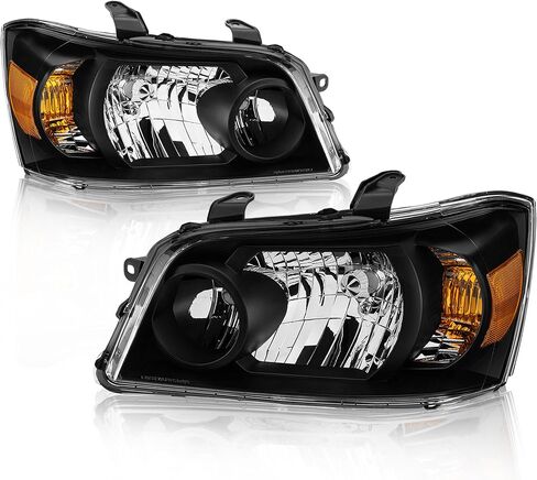 Pair OE Headlights Assembly Compatible for 2001-2007 Toyota Highlander Frontlamps Chrome Housing Amber Reflector #8117048280, 8113048280 in Saudi Arabia