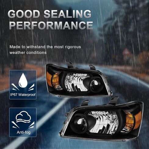 Pair OE Headlights Assembly Compatible for 2001-2007 Toyota Highlander Frontlamps Chrome Housing Amber Reflector #8117048280, 8113048280 in Saudi Arabia
