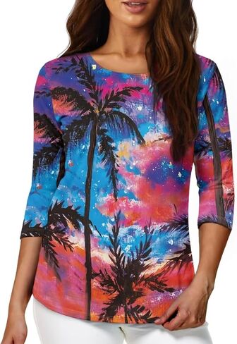 TODIYADDU Plus Size Tunic Tops for Women 3/4 Sleeve Suitable for Early Fall Spring Petite Long Sleeve Tops Casual T-Shirts in Saudi Arabia
