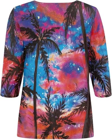 TODIYADDU Plus Size Tunic Tops for Women 3/4 Sleeve Suitable for Early Fall Spring Petite Long Sleeve Tops Casual T-Shirts in Saudi Arabia