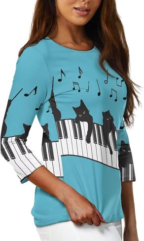 TODIYADDU Plus Size Tunic Tops for Women 3/4 Sleeve Suitable for Early Fall Spring Petite Long Sleeve Tops Casual T-Shirts in Saudi Arabia