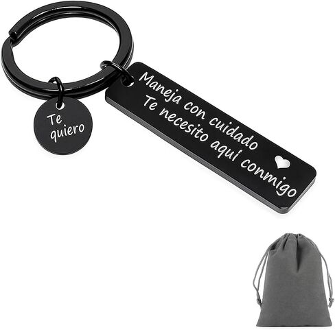 Drive Safe Keychain,Te necesito aqui conmigo Spanish Pendant for Him Her, I love you Gift for Boyfriend Husband in Saudi Arabia