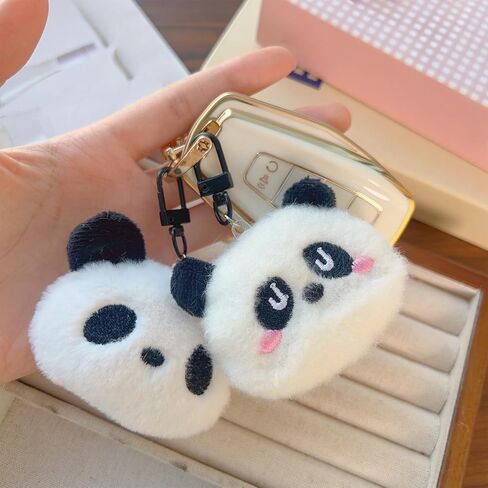 2pcs Charming Panda Keychain Cartoon Plush Panda Doll Toy Key Bag Pendant Car Keyring Accessories in Saudi Arabia
