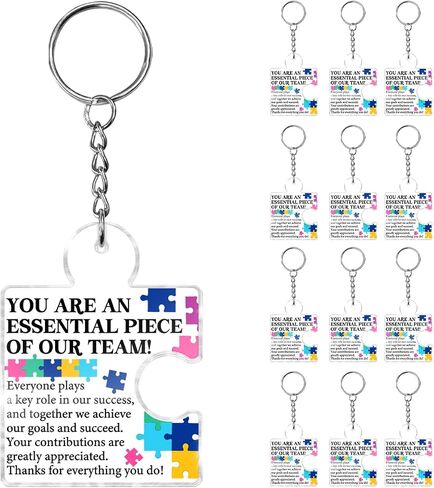 Team Appreciation Gifts for Coworkers Employee, Set of 12 Bulk Cheer Gifts Best Team Christmas Gift for Staff Colleagues Teacher Volunteer Nurse Acrylic Puzzle Piece Keychains in Saudi Arabia