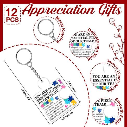 Team Appreciation Gifts for Coworkers Employee, Set of 12 Bulk Cheer Gifts Best Team Christmas Gift for Staff Colleagues Teacher Volunteer Nurse Acrylic Puzzle Piece Keychains in Saudi Arabia
