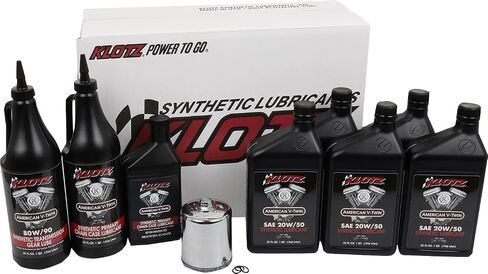 طقم تغيير الزيت الصناعي Klotz 6 Quart 20W-40 للدراجات النارية Indian™ Thunderstroke in Kuwait