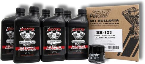 طقم تغيير الزيت الصناعي Klotz 6 Quart 20W-40 للدراجات النارية Indian™ Thunderstroke in Kuwait
