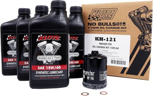 طقم تغيير الزيت الصناعي Klotz 6 Quart 20W-40 للدراجات النارية Indian™ Thunderstroke in Kuwait