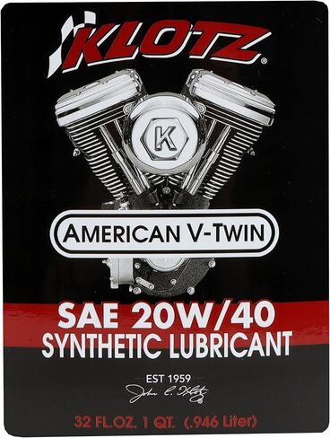 طقم تغيير الزيت الصناعي Klotz 6 Quart 20W-40 للدراجات النارية Indian™ Thunderstroke in Kuwait