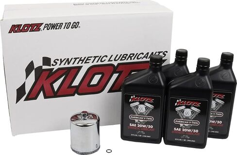 طقم تغيير الزيت الصناعي Klotz 6 Quart 20W-40 للدراجات النارية Indian™ Thunderstroke in Kuwait