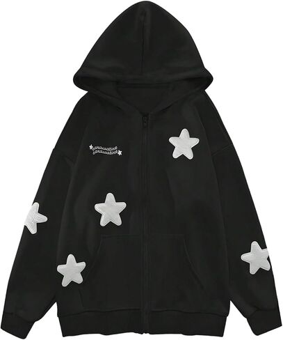 SOLY HUX Women's Y2k Hoodies Zip Up Star Graphic Long Sleeve Hooded Sweatshirt Jacket in Saudi Arabia