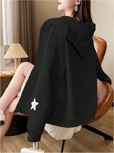 SOLY HUX Women's Y2k Hoodies Zip Up Star Graphic Long Sleeve Hooded Sweatshirt Jacket in Saudi Arabia