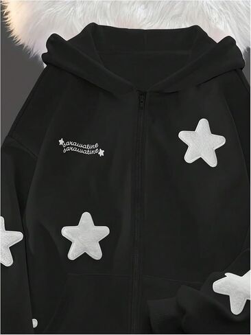 SOLY HUX Women's Y2k Hoodies Zip Up Star Graphic Long Sleeve Hooded Sweatshirt Jacket in Saudi Arabia