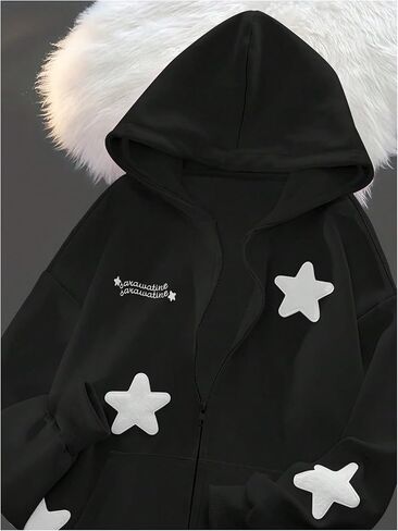 SOLY HUX Women's Y2k Hoodies Zip Up Star Graphic Long Sleeve Hooded Sweatshirt Jacket in Saudi Arabia