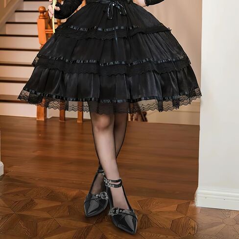 حذاء نسائي بكعب ماري جين مكتنز منخفض مع شريط للكاحل وفيونكة قوطية حذاء بمقدمة مدببة من الجلد اللامع in Kuwait