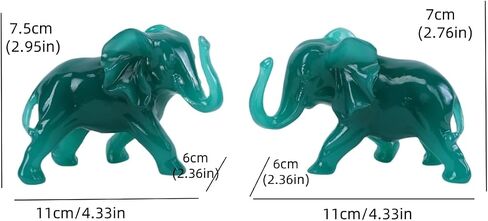 Elephant Statues Home Decor Gift - 1 Pair Wealth Lucky Elephant Figurine with Trunk Up Collectible Sculpture for Shelves, Livingroom and Bedroom in Kuwait