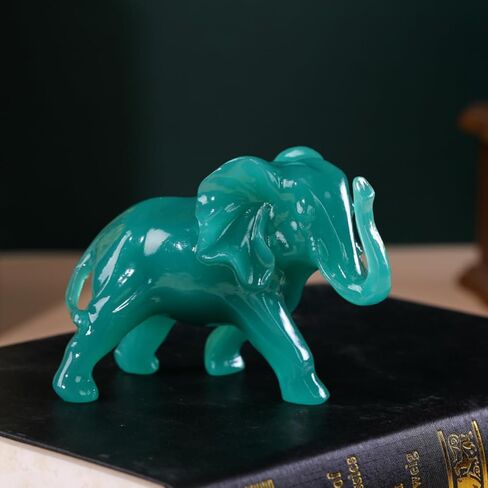 Elephant Statues Home Decor Gift - 1 Pair Wealth Lucky Elephant Figurine with Trunk Up Collectible Sculpture for Shelves, Livingroom and Bedroom in Kuwait
