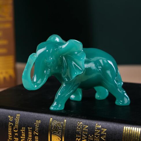 Elephant Statues Home Decor Gift - 1 Pair Wealth Lucky Elephant Figurine with Trunk Up Collectible Sculpture for Shelves, Livingroom and Bedroom in Kuwait