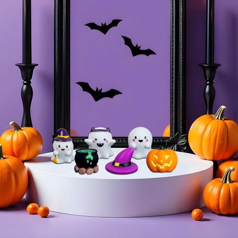 Set of 6 Halloween Figurines, Charming Ghost Decorations and Pumpkin Decorations for Halloween Party Decorations and Table Settings in Saudi Arabia