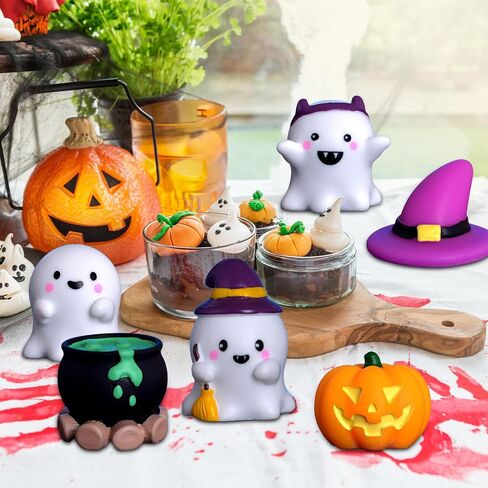 Set of 6 Halloween Figurines, Charming Ghost Decorations and Pumpkin Decorations for Halloween Party Decorations and Table Settings in Saudi Arabia