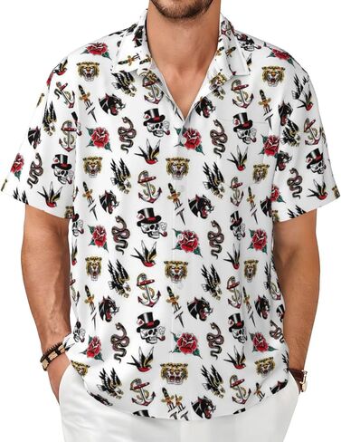 Men's Hawaiian Shirt Funny Summer Beach Casual Short Sleeve Button Down Shirts for Men in Saudi Arabia
