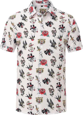 Men's Hawaiian Shirt Funny Summer Beach Casual Short Sleeve Button Down Shirts for Men in Saudi Arabia