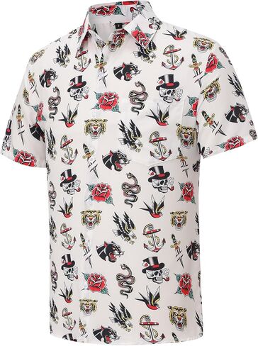 Men's Hawaiian Shirt Funny Summer Beach Casual Short Sleeve Button Down Shirts for Men in Saudi Arabia