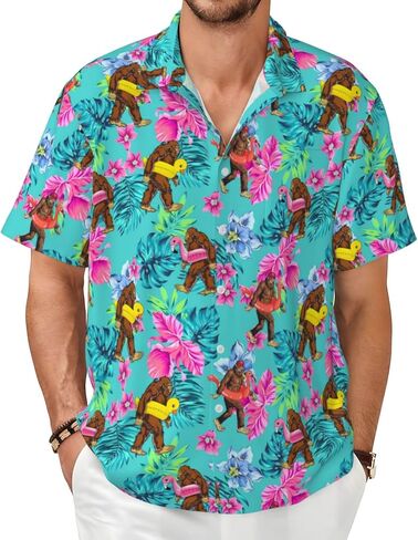 Men's Hawaiian Shirt Funny Summer Beach Casual Short Sleeve Button Down Shirts for Men in Saudi Arabia