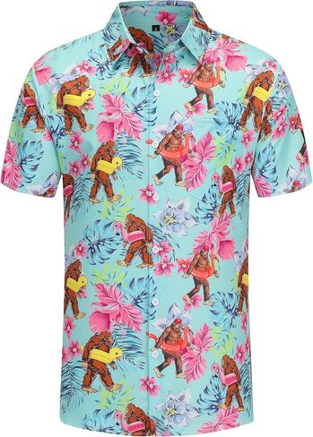Men's Hawaiian Shirt Funny Summer Beach Casual Short Sleeve Button Down Shirts for Men in Saudi Arabia