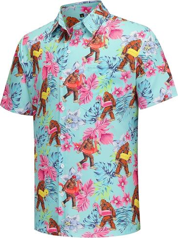Men's Hawaiian Shirt Funny Summer Beach Casual Short Sleeve Button Down Shirts for Men in Saudi Arabia