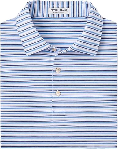 قميص بولو رجالي من PETER MILLAR من Fairmont Performance Jersey، أبيض/أزرق ليبرتي، XL in Kuwait