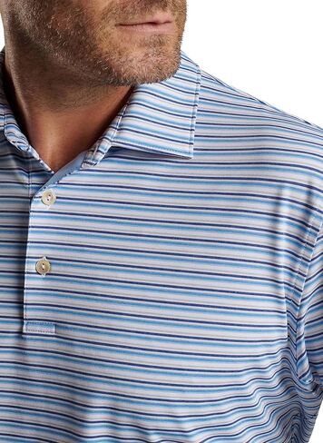 قميص بولو رجالي من PETER MILLAR من Fairmont Performance Jersey، أبيض/أزرق ليبرتي، XL in Kuwait