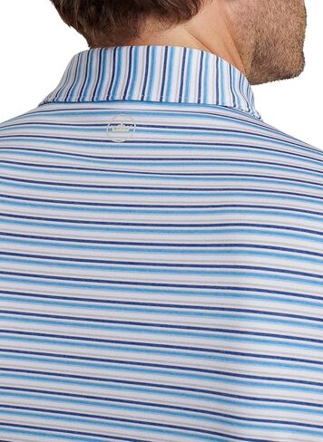قميص بولو رجالي من PETER MILLAR من Fairmont Performance Jersey، أبيض/أزرق ليبرتي، XL in Kuwait