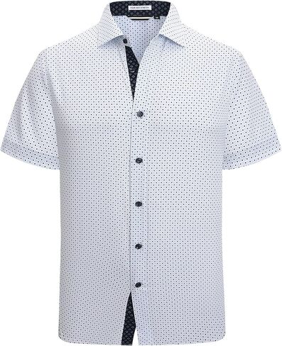 Alex Vando Mens Printed Dress Shirts Short Sleeve Easy Care Regular Fit Button Down Shirt in Saudi Arabia