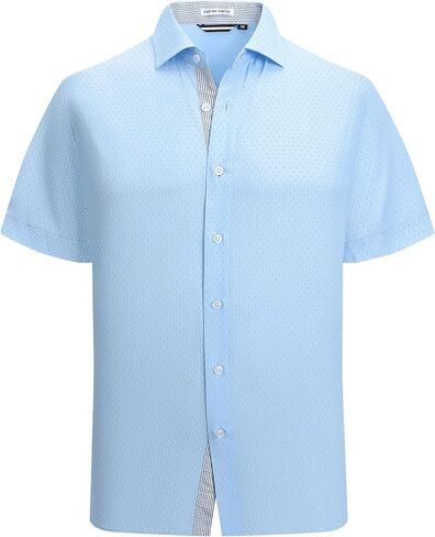 Alex Vando Mens Printed Dress Shirts Short Sleeve Easy Care Regular Fit Button Down Shirt in Saudi Arabia