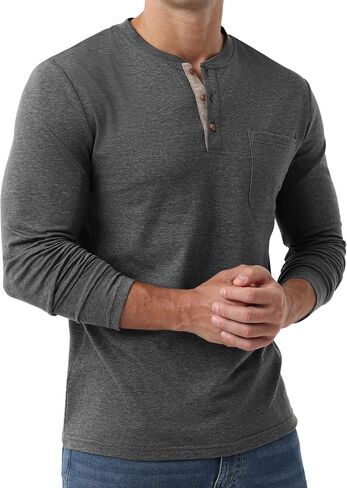 Sailwind Men's Henley Shirts Long Sleeve Cotton Button T-Shirt Casual Stylish Classic Pullover Shirt with Pocket in Saudi Arabia